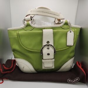 Coach Two-Tone Green and Cream Tote